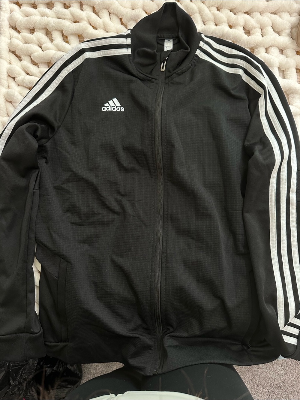 adidas Black Performance Jacket with White Stripes